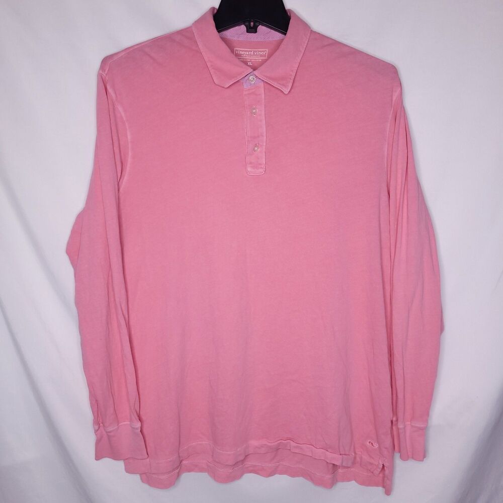 Vineyard Vines Polo Shirt Mens XL Light Red Long Sleeve